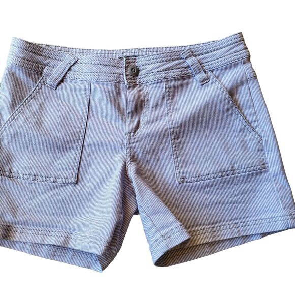 Prana Shorts 6 Womens Grey White Striped Mid Rise Pockets Cotton Blend - Picture 3 of 7